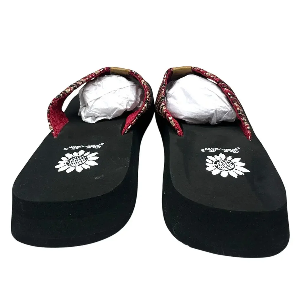 Yellow Box Oria Sequin Flop Flops Sandals Women's 7.5 Red Black Silver - Picture 5 of 6